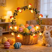 abordables Alimentación por batería-Guirnalda de luces LED con forma de hongo, 3 m, 20 LED, funciona con pilas, ideal para fiestas de Pascua, bodas, jardines, decoración interior y exterior.