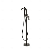 cheap Torneiras de Banheira-360° Rotating Free Standing Tub Faucet,Freestanding Bathtub Faucet With Sprayer,Floor Mount Bathtub Faucet,Tub Fillers With Handheld Shower,Brass Bathroom Faucet Set Grey