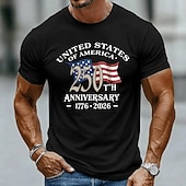 ieftine Tricouri patriotice 250-4 iulie 2026 250 de ani Ziua Memorială T-Shirt bărbătesc patriotic patriotic 3D imprimat cu steagul SUA cu guler rotund și mâneci scurte zilnic stradă