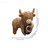 זול פסלי גן ופסלים-פסלוני שרף של פרה היילנד עם כוסות שתייה, תוספות חמודות לעציצים, פסל צפרדע משרף, מושלם לקישוט עציצים, גינות, אקווריומים וטרסות