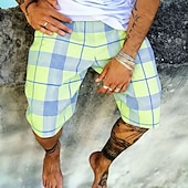 preiswerte Geometrischer Druck-Herren Geometrisch Karo / Karomuster Sweat-Shorts Strandshorts Frottee-Shorts Mittlere Taille Modisch lässig Täglich Streetwear Ferien 3D-Druck Elastischer Kordelzug in der Taille Designer Bekleidung