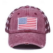 economico 250° Anniversario degli Stati Uniti-Cappellino da baseball patriottico in cotone lavato con stella della bandiera americana ricamata, cappellino da camionista vintage effetto invecchiato con rete per uomo e donna, 4 luglio, giorno