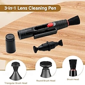 abordables Les fournitures de nettoyage-Kit de nettoyage 3 en 1 pour appareils photo et téléphones : stylo, brosse, chiffon, soufflette et kit de nettoyage pour objectifs. Compatible avec appareils photo, reflex, télescopes, loupes et