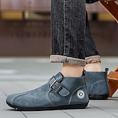 billige Slip-On hverdagsko-Grå herresko i kunstskinn med borrelås – lette, avslappede komfortsko for jobb, reise og hverdagsbruk
