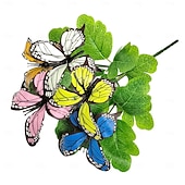 levne Umělé květiny-6 svazků motýlích květin s různými barvami, venkovní simulace plastových dekorativních květin, limitovaná edice motýlích kyticí pro domov, hotel, kancelář, svatbu, večírek, zahradu, verandu, chatu,