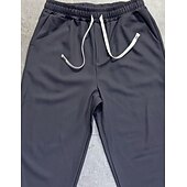 お買い得  カジュアルパンツ-男性用 ズボン カジュアルパンツ ドローストリング ポケット ボタン 平織り 履き心地よい 高通気性 全長 カジュアル 日常 家 旅行度假风 シンプル ネイビーブルー カーキ色 伸縮性なし