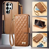 cheap 2026 Samsung Galaxy S26 Series-Phone Case For Samsung Galaxy S26 S26 Plus S26 Ultra Wallet Case Flip Cover Zipper with Wrist Strap Kickstand Retro TPU PU Leather