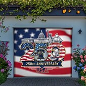 billige Garasje- og dørbanner-4. juli 2026 250-års minnedag Teppe Bannere Garasjeportdeksel Ørn Amerikansk flagg 3D trykk moderne patriotisk fest skytebakgrunn gave hjemmedekor