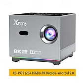 levne Projektory-Přenosný mini chytrý projektor s Wi-Fi a Bluetooth, 2 GB + 16 GB Android, 720p LCD displej s podporou 4K/8K, hlasové dálkové ovládání domácího kina pro hraní her a filmů, dárek pro fotbalové fanoušky