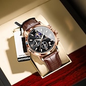 זול שעוני קוורץ-882 שעון גברים חדש, שעון כרונוגרף רב תכליתי קוורץ עם שלב ירח