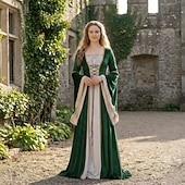 economico Vestito-Abito Medievale Rinascimento Lunghezza alla caviglia Vestito Manica del polsino svasato Strega Vichingo Abiti reali Costume Per donna Celtico Reale Halloween Carnevale Performance LARP Fiera
