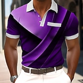 cheap Men's Geometric Polo-Men's Abstract Geometic Polo Shirts Short Sleeve Polo Shirts Lapel Business Casual Outdoor Holiday Daily Wear Pocket 3D Print Spring &amp; Summer Blue Red Purple
