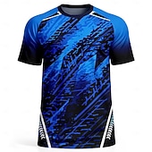 billiga Löpar-T-shirts och linnen-Herr Fotbollströja Geometrisk Lutning Abstrakt Atletisk t-shirt Sommar Kortärmad UPF 50 Snabb tork Fuktabsorberande Andningsfunktion Turnering Fotboll Gym Löpning Träning Sport Blå / Svart Sportkläder