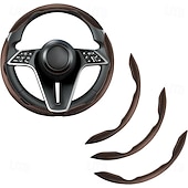 abordables Servicio de Vehículo-Funda antideslizante de silicona y fibra de carbono para volante de coche, ajuste universal, protector de volante segmentado con clip, funda antideslizante para las cuatro estaciones, compatible con