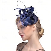 voordelige Fascinators-fascinators Veer Stof Bruiloft Verjaardag Elegant Vintage leuke Style Met Veer Helm Hoofddeksels