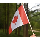 cheap World Soccer Match 2026-25Pack Small Canada Flag Handheld Mini Canadian Flag on Stick 5x8 Inch for Soccer World Summer Cup Match, Sports Events, Party Decorations, Fans Cheering