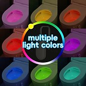 abordables Luces del baño-1 unidad de lámpara colgante con forma de gota de agua, novedosa y creativa, con sensor humano, luz ambiental inteligente y automática, luz nocturna RGB recargable para inodoro.