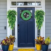 levne Umělé rostliny a zeleň-4 balení umělých závěsných rostlin, bostonské kapradiny, umělá závěsná rostlina, umělý břečťan, popínavá rostlina, zeleň, UV odolné plastové rostliny pro vnitřní i venkovní použití, pokoj, zeď,