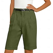 economico Pantaloni di Lusso-Per donna Shorts Shorts di Lino Shorts eleganti Pantaloncini Estivi Vacanza Moda Essenziale Lunghezza al ginocchio Vita media Semplice Tasca Elastico in vita Gamba Dritta Leggero Confortevole