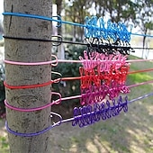 Недорогие Активный отдых на свежем воздухе-Набор из 3 портативных дорожных бельевых веревок, каждая с 12 прищепками — бельевая и сушильная веревка, устойчивая к ветру, сворачивающаяся и эластичная.