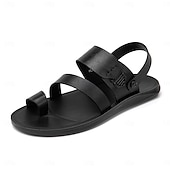 economico Infradito da Vacanza-Sandali da uomo marroni con cinturini, a punta aperta, comodi e casual, scarpe da spiaggia leggere, calzature estive per vacanze, viaggi al mare, abbigliamento da resort, tempo libero all'aperto, passeggiate e stile rilassato di tutti i giorni.