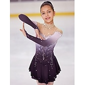 Χαμηλού Κόστους Φορέματα Καλλιτεχνικής Πατινάζ-Φόρεμα για φιγούρες πατινάζ Γυναικεία Κοριτσίστικα Patinaj Φορέματα Σύνολα Ανοικτό Κίτρινο Ροζ Γιαν Σκούρο μωβ Άνοιγμα πίσω φωτεινή βαφή Δίχτυ Σπαντέξ Υψηλή Ελαστικότητα Ανταγωνισμός Ενδυμασία πατινάζ