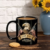 economico 250° Anniversario degli Stati Uniti-Tazza da caffè in ceramica per il 250° anniversario americano, tazza in ceramica da 11,2/15,2 once per caffè, tè, latte, acqua, regalo ideale per regali patriottici, stoviglie commemorative