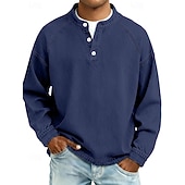  Per uomo Maglietta Maglia Henley Camicia 100% cotone lavaggio acido Manica Lunga Semplice Vintage Streetwear Casual Lavato Manica corta Collo alla coreana Henley Casuale Casa Streetwear Primavera