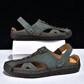 economico Sandali casual-Sandali da uomo bianchi in similpelle – calzature estive casual, cinturino regolabile, scarpe da esterno per resort e vacanze