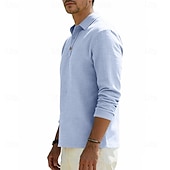 cheap Men's Classic Polo-Men's Linen Shirt Polo Shirts Casual Street Lapel Long Sleeve Basic Modern Plain Buttons Spring Fall Regular Fit Black White Navy Blue Khaki Dark Grey Army Green Linen Shirt