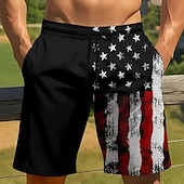  Herren 250. Jahrestag des Unabhängigkeitstages der USA am 4. Juli US Flagge 1776 Badehosen Badeshorts Boardshorts Mittlere Taille Patriotisch Ferien Seitentaschen Netzfutter Elastischer Kordelzug in