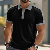 abordables Polo classique pour homme-Homme Polo Chemise de golf Occasionnel Sports Classique Manche Courte Mode Frais Bloc de Couleur Boutons Été Printemps Printemps &amp; Automne Coupe régulière Noir Blanche Rouge Bordeaux Kaki Gris Claire