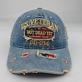  Cappello casual ricamato da veterano americano dd-214, berretto da baseball, cappello da papà regolabile con bandiera americana vintage effetto invecchiato per uomo e donna, regalo patriottico per