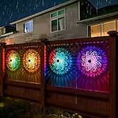 Недорогие Уличные светильники-2 шт. уличных солнечных настенных светильников с проекцией мандалы из полого металла, водонепроницаемость IP44, для украшения забора, лестницы, газона и дорожек, сада, двора, ландшафтного освещения