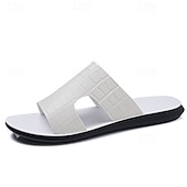 voordelige Vakantiesandalen-Bruine heren slippers met krokodillenprint, open teenslippers, lichtgewicht comfortabele zomerschoenen voor strandvakantie, resort, ontspanning bij het zwembad, reizen en buitenactiviteiten.