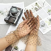 cheap Gloves-Women's Lace Gloves Outdoor Wedding Holiday Round Dots Polyester Retro Bridal Gloves 1 Pair