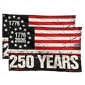 abordables 250º Aniversario-Bandera conmemorativa del 250.º aniversario de Estados Unidos (2 unidades, 1776-2026), ideal para exteriores, ideal para decoración de jardín, patio o casa.