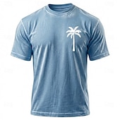 billiga Tropiske ferietrøjer-Herr Hawaii Kokosnötspalm T-shirt Mineraltvätt-T-shirt Kortärmad T-shirt Syratvätt Rund hals Skjorta Semester Vintage retro Ledigt Strand Resor Blå Purpur Grå Sommar Vår Kläder M L XL 2XL 3XL