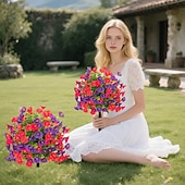 Недорогие Искусственные цветы-20-дюймовый колышек для искусственных цветов, декоративный садовый колышек для ипомеи, разноцветный, для двора. &amp;газон, прочный пластик, не выцветающий, всесезонное украшение