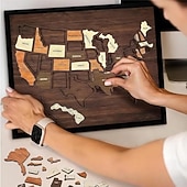 billige U.S. 250-årsjubileum-Trepuslespill med kart over USA, pedagogisk geografiverktøy, 30,5 x 25,4 cm, reisekart med landemerker i USA, morsomme leker med reisekart, realistiske landemerkedetaljer, for par og familier