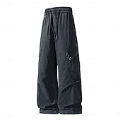 abordables Pantalons Cargo-Pantalon cargo en denim 100 % coton softfade™ pour homme, coupe décontractée, taille élastiquée avec cordon de serrage, jambes larges, coupe unie, confortable et respirant, longueur standard, style décontracté au quotidien, idéal pour les activités de ple