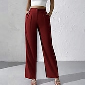 ieftine pantaloni rochii de dama-Pentru femei Pantaloni Costume Pantaloni de vară Vacanță Modă Casul Zilnic Lungime totală Talie Înaltă Culoare solidă Simplu Fermoar Buzunar Picior Larg Confort Ușor Απαλό Micro-elastic Haine de