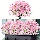 billige Kunstig blomst-6 bunter utendørs kunstige påskeliljeblomster/heldig påskelilje imiterte plastbusker falske planter til dekorasjon/hager, vinduskarmer, verandaer, gårdsplasser, borddekorasjoner
