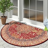 baratos Capacho-Tapete de entrada floral estilo americano, antiderrapante e resistente à sujeira, ideal para hall de entrada e corredor, fácil de limpar.
