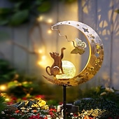 olcso Pathway Lights &amp; Lanterns-kültéri napelemes vízálló macska &amp;pillangós fém világító gömb alakú karólámpa, dekoratív led kert, udvar, ösvény, gyep, terasz, villa, farm hangulat &amp;tájvilágítás