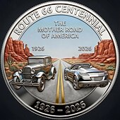 Moeda comemorativa da Rota 66 – 100 anos de liberdade, moeda de lembrança colecionável, presente vintage para amantes de viagens rodoviárias americanas, design de motocicleta e carro clássico, recordação do centenário.