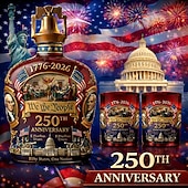 billiga U.S. 250-årsjubileum-amerikansk whiskyflaska för 250-årsjubileum &amp;Glasset vi folket patriotisk självständighetsdagspresent, 1776-2026 patriotisk karaff med 2 whiskyglas, amerikansk flagga Liberty Bell Capitol-design,