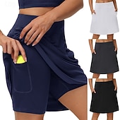 Χαμηλού Κόστους Γυναικείες φούστες και σορτς-Γυναικεία Μονόχρωμο Casual φούστα Φούστες τένις με σορτς Πλαϊνές τσέπες Γρήγορο Στέγνωμα Τέννις Γκολφ Pickleball Ελλειψη Σκούρο γκρι Μαύρο Λευκό Ρούχα τένις