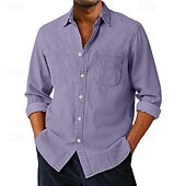 economico camicia da uomo con bottoni-Camicia da Uomo SoftFade™ Camicia Casual Camicia Button Up Camicia Cargo Camicia Acid Wash Rossa Manica Lunga Piana Colletto Quotidiano Abbigliamento Esterno Moda Moderna Casual Comfort