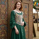 voordelige Bovenkanten-Middeleeuws Renaissance Cottagecore Korset Lijfje Viking Boers Veters Bloemig Jacquard Kostuum Dames Keltisch Fantasie Halloween Carnaval Prestatie LARP Ren Faire Volwassenen Korset